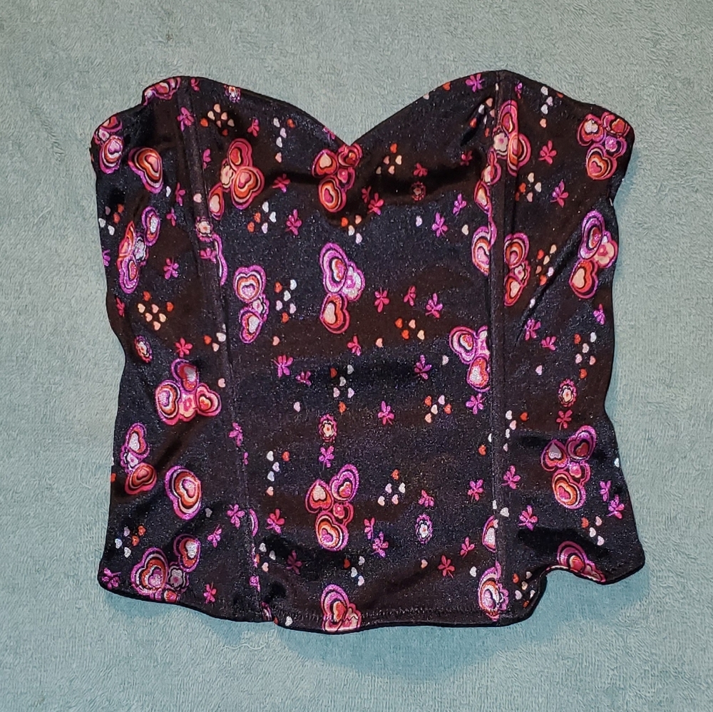 Heart Print Bustier Corset Top